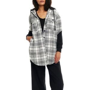 NWT! LBLC the label Shacket Black & White Plaid Top size large